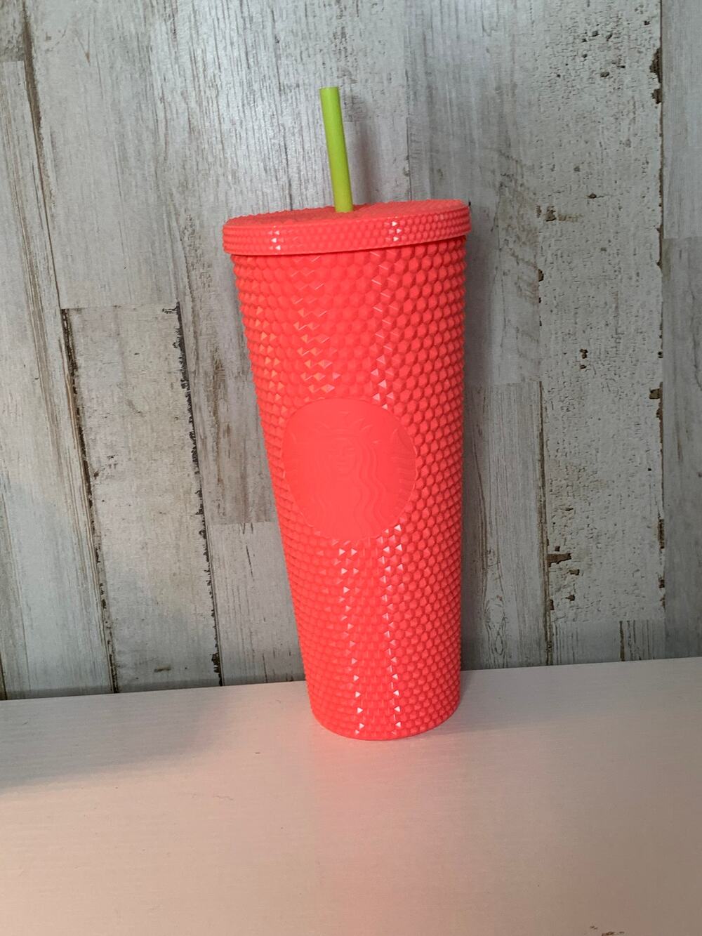 Starbucks Studded Dragon Fruit Coral Cold Cup Tumbler 24 oz w/ Straw